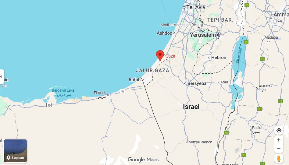 Peta Gaza, Palestina. (google maps-ftnews)